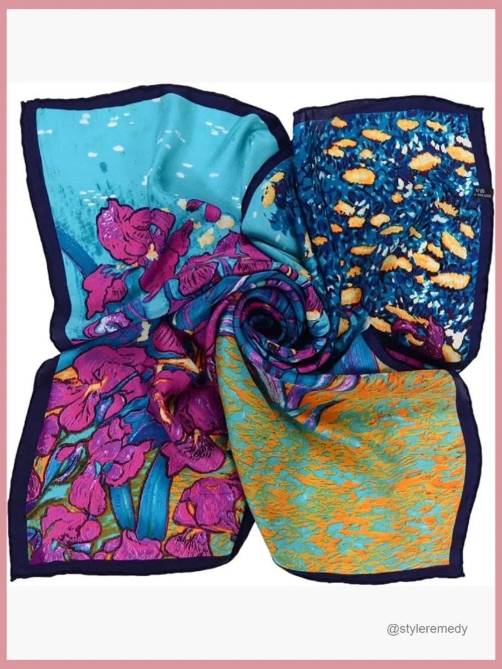 Silk Square Scarf Van Gogh Painted Fashion Scarf Wrap